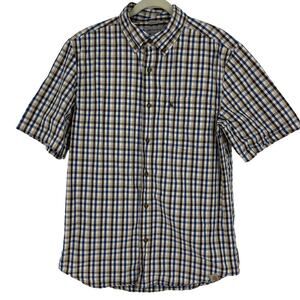 Carhartt Relaxed Fit Blue Plaid Button Down Collared Shirt Men's Medium